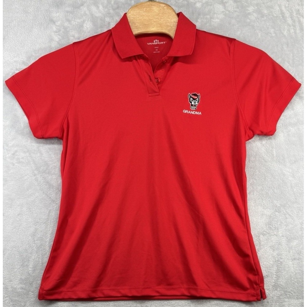 Vansport NC State Wolfpack Grandma Embroidered Polo Shirt Red Women's L NWT